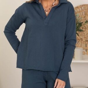 NWT Mono B Navy Cotton Polo sweatshirt